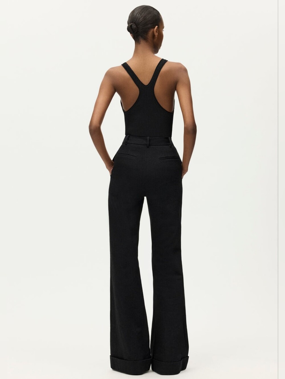 Adam Lippes Black Deeda High-Rise Flare-Leg Trousers - Picture 2 of 7